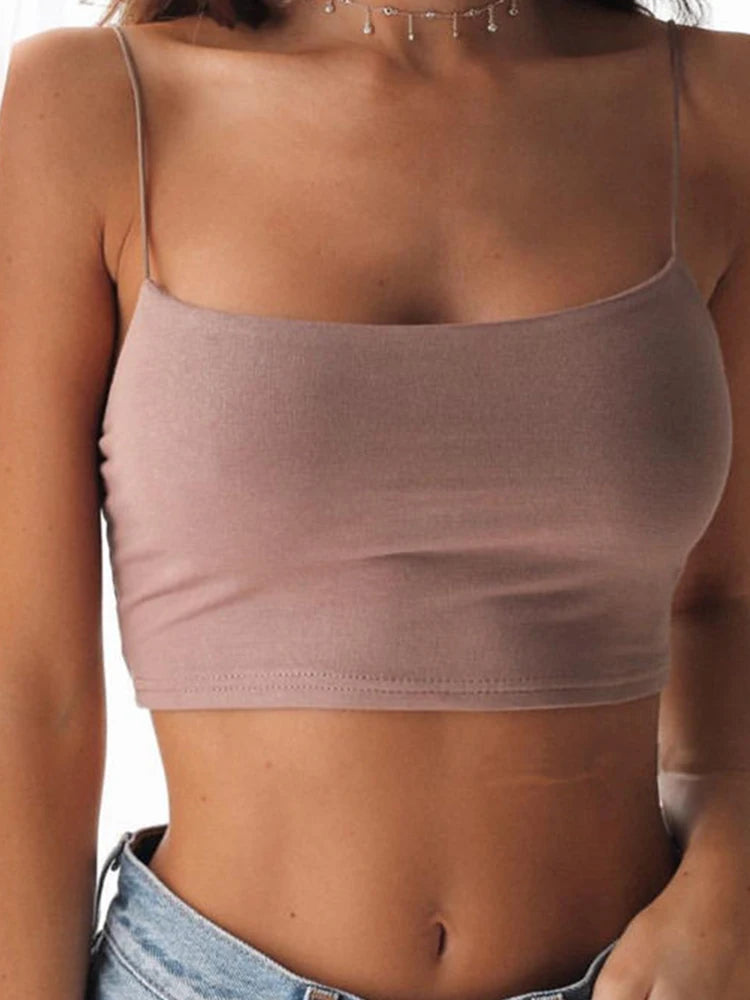 Top corto sin mangas con cuello halter para mujer | Camisola sin mangas S-XL