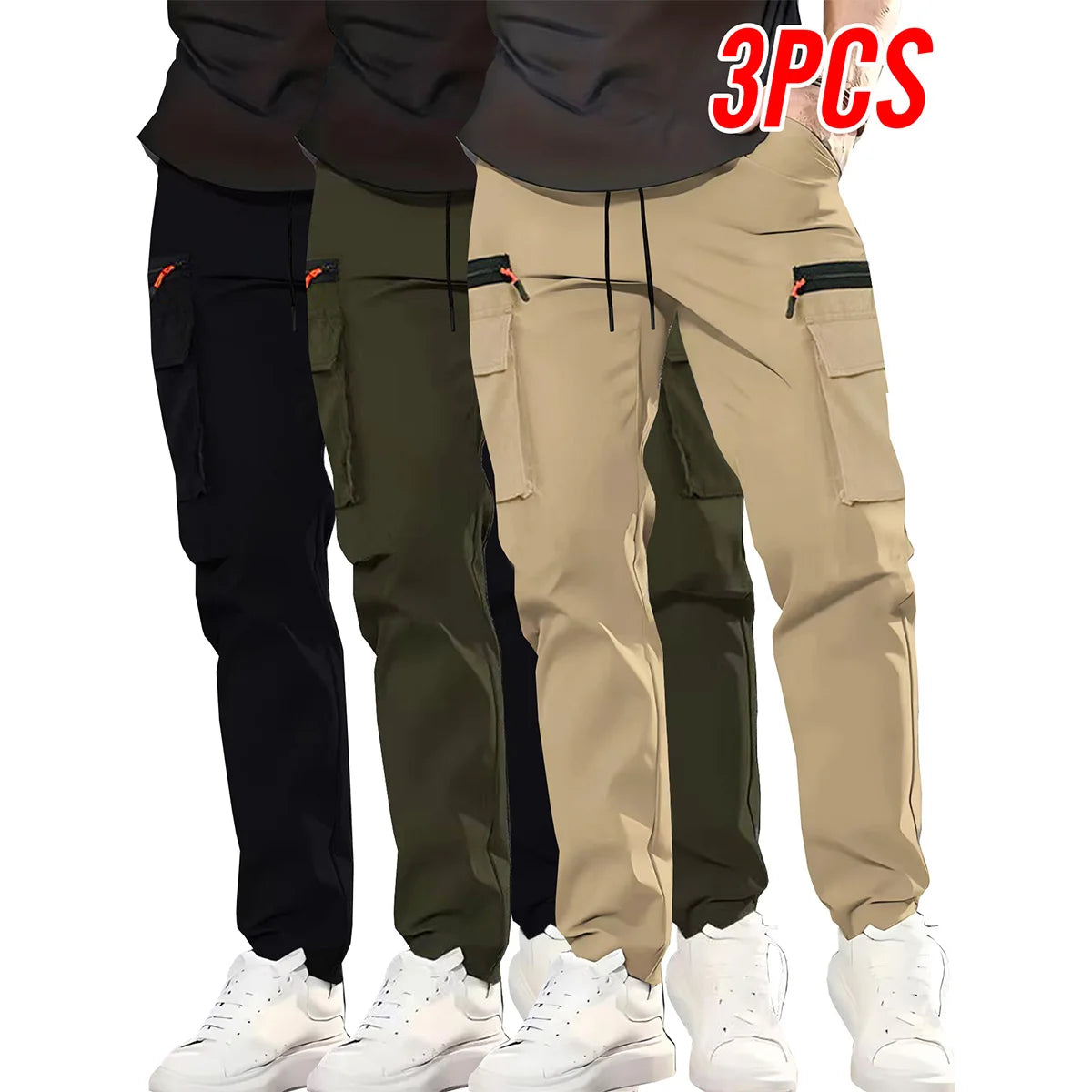 Unisex 3-Pack Multi-Pocket Cargo Pants