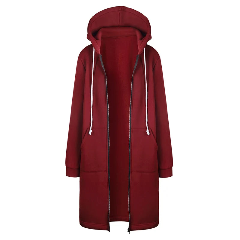Longline Zip-Up Hoodie Coat – 5 Colors