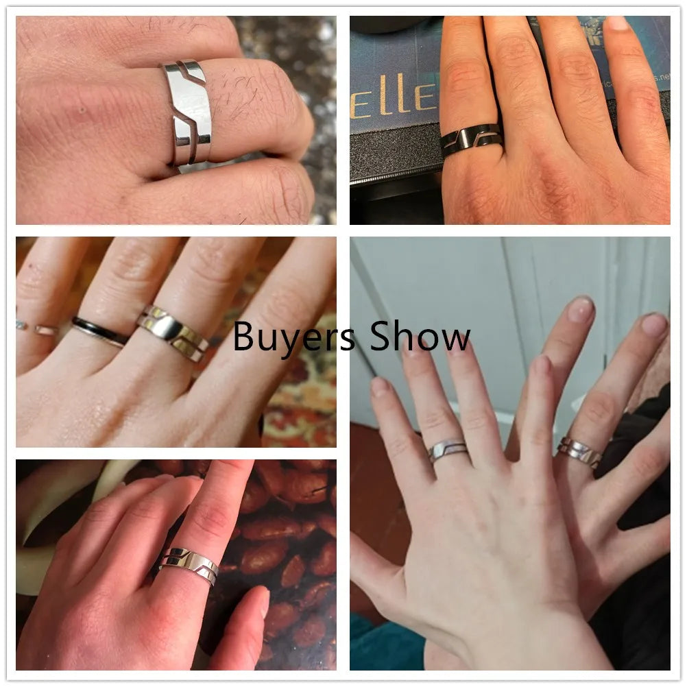 Anillo de acero inoxidable Skyrim para hombres y mujeres, anillos de dedo casuales minimalistas negros, joyas de pareja 2025, regalo de boda para amantes