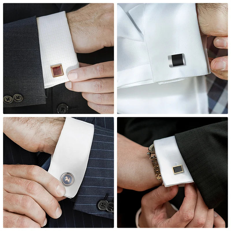 Square Cufflinks & Tie Clip Set | Unisex Dress Shirt Accessories