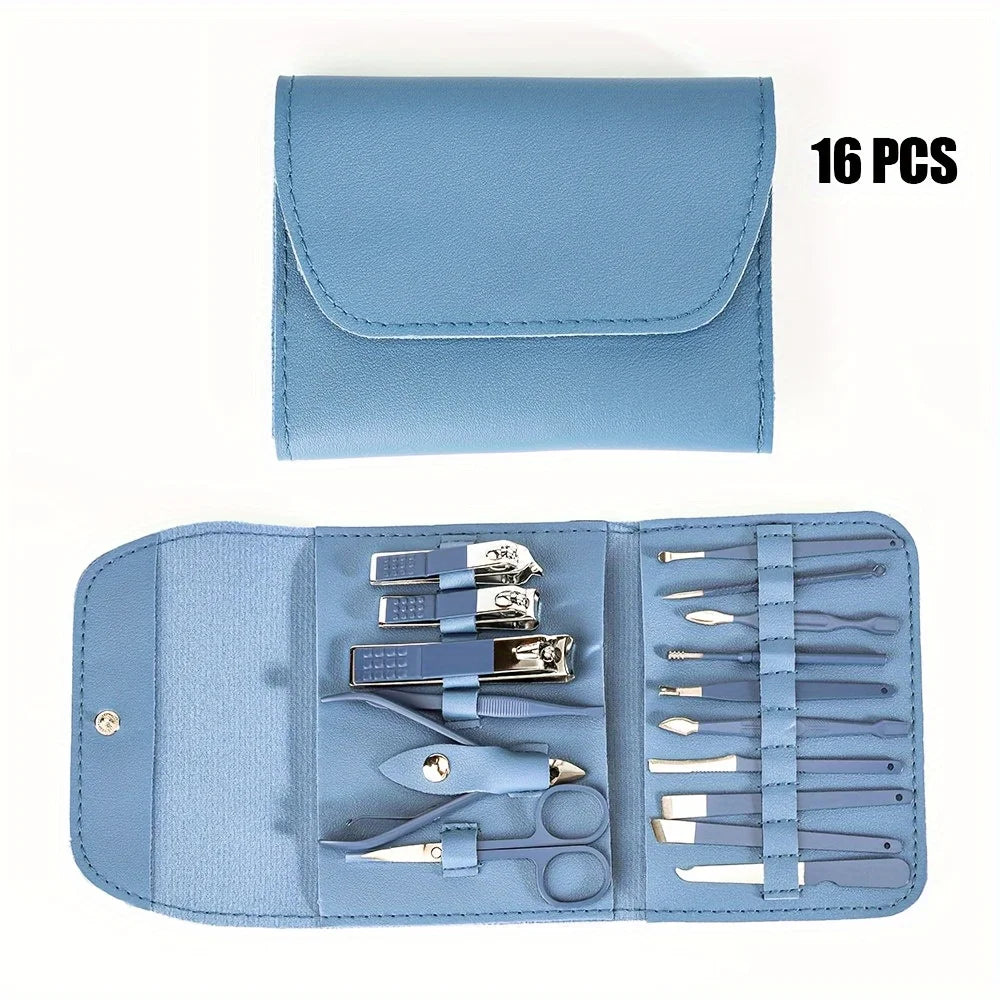 16-Piece Professional Nail Clipper & Cuticle Nipper Set with Travel Case