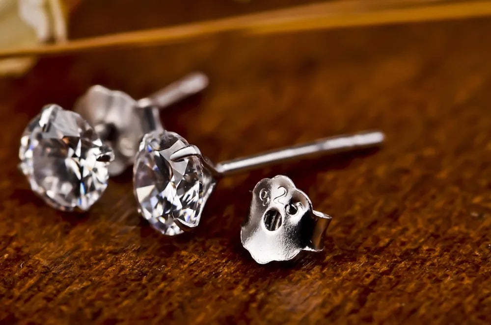 925 Sterling Silver Cubic Zirconia Stud Earrings – Crystal Zircon