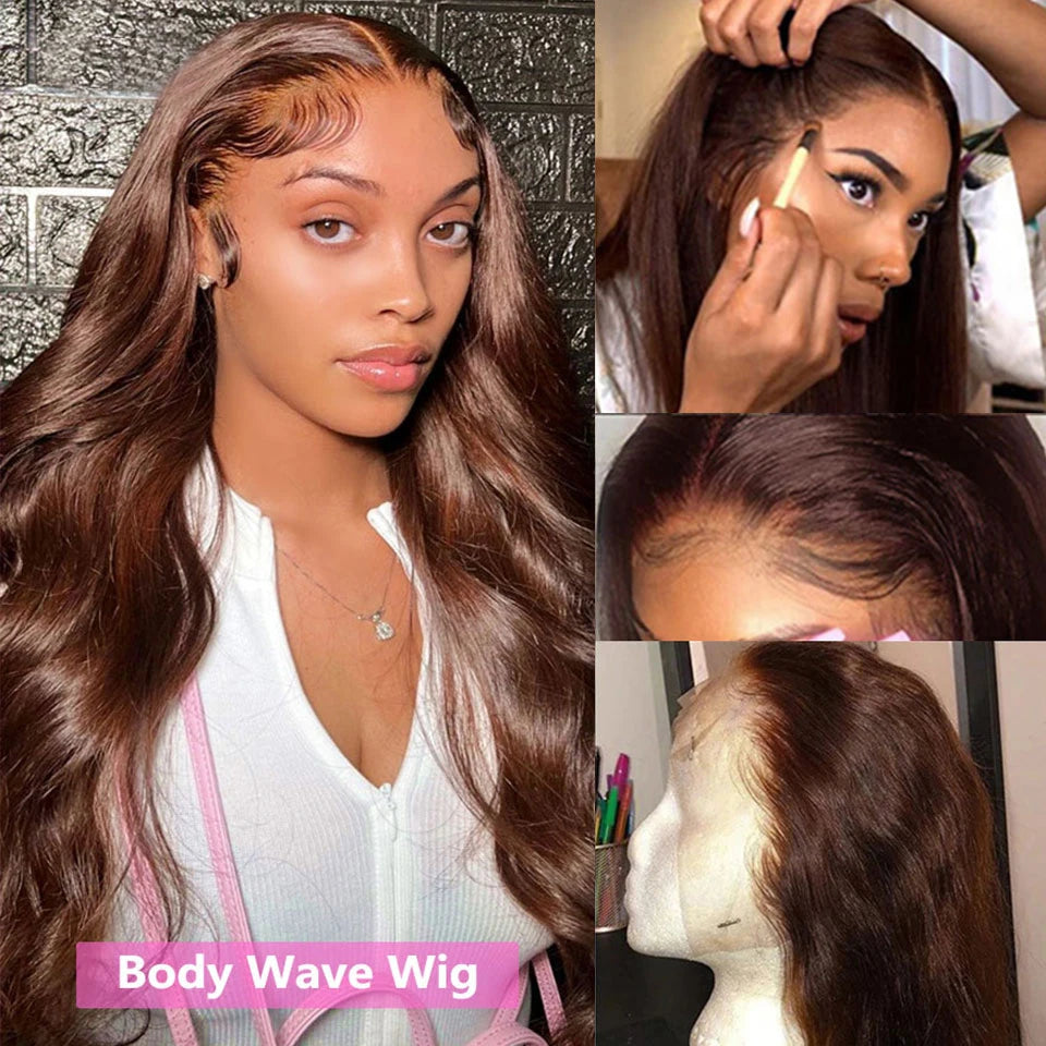 Chocolate Brown Body Wave Lace Front Wig – HD Lace | 4x4, 13x4, 13x6