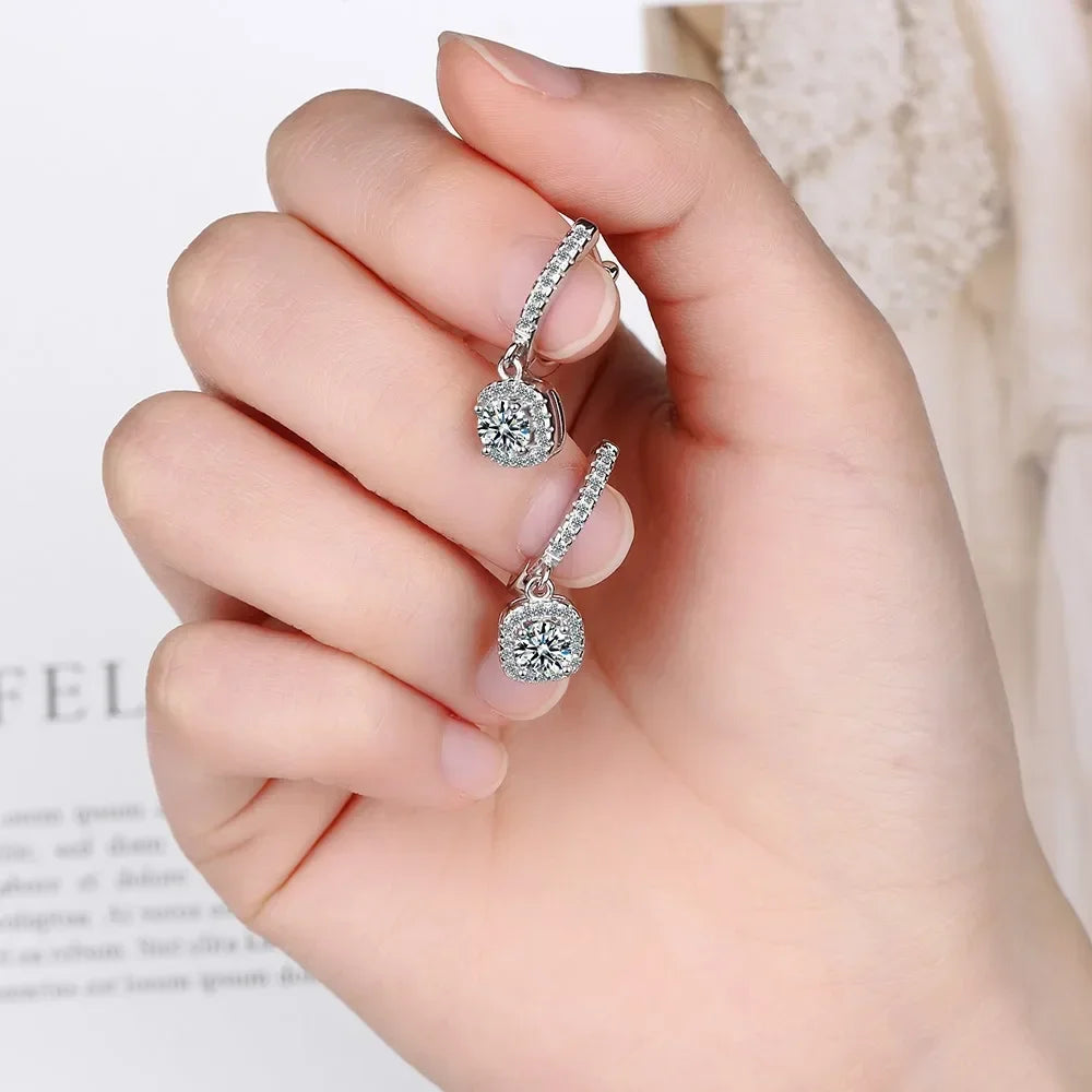 2CT Moissanite Huggie Hoop Earrings – 925 Sterling Silver Lab Diamond