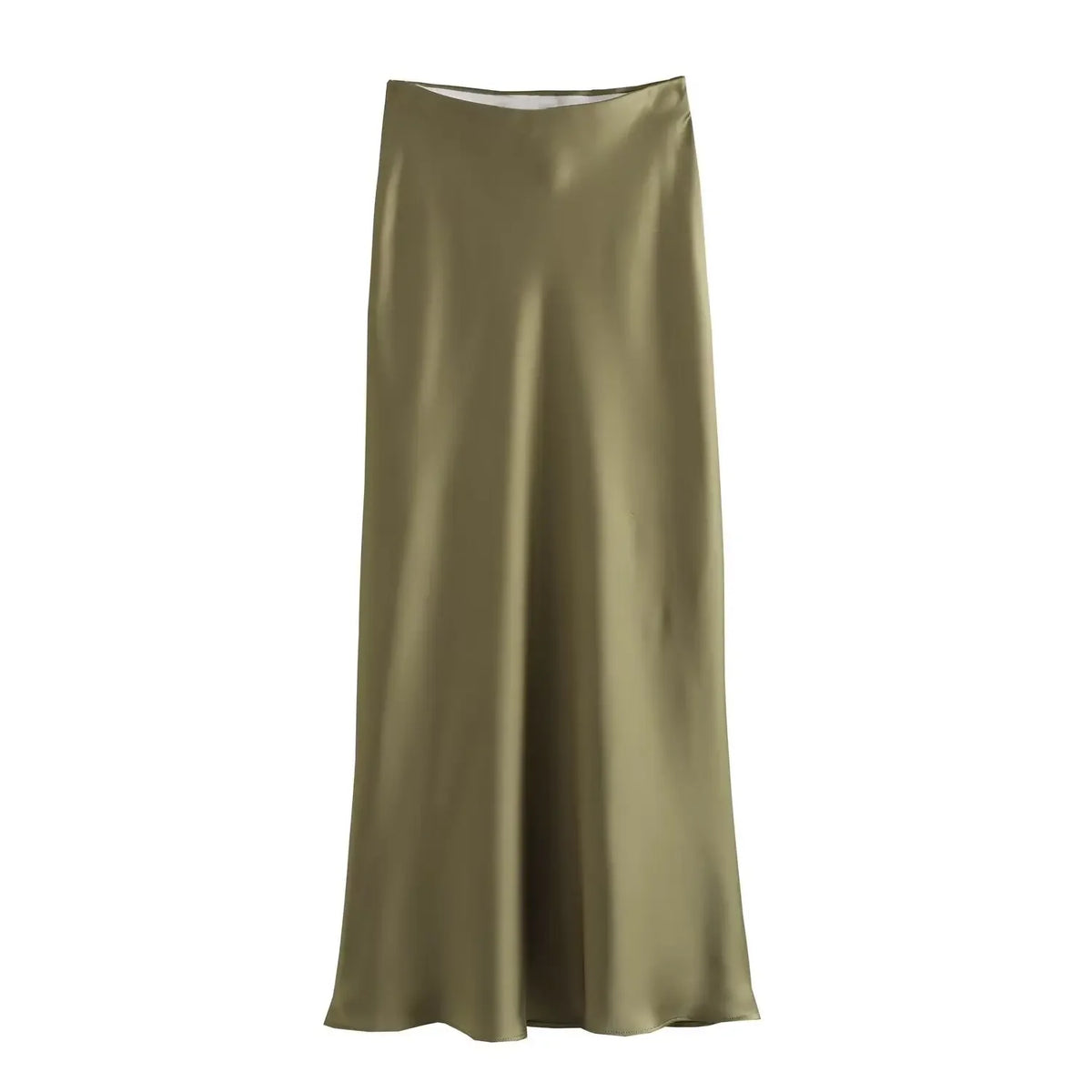 Satin High-Waist Midi Skirt – Solid Colors