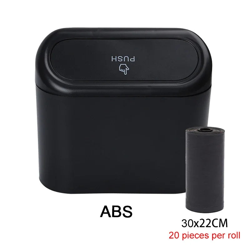 Car Trash Can with Lid – Mini Leak-Proof Bin with Garbage Bags