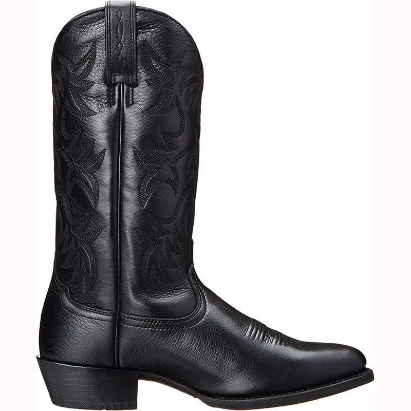 Men's Western Motorcycle Boots – Totem Print Mid-Calf Slip-On