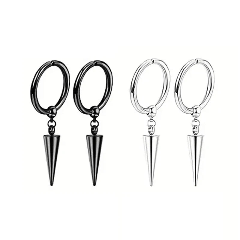 Punk Cross Magnetic Stainless Steel Stud Earrings – No Piercing Unisex