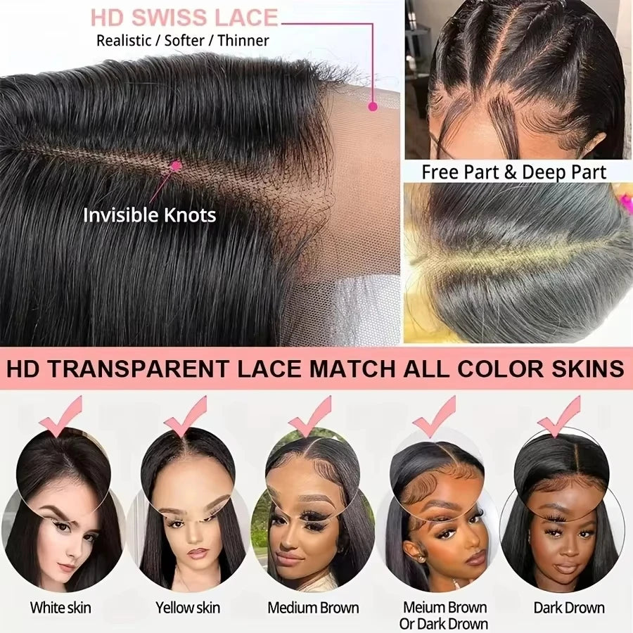 Bone Straight HD Lace Front Wig — 250% Density Brazilian Remy Human Hair