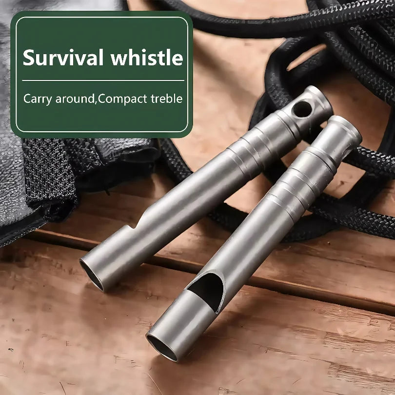 Titanium Survival Whistle with Lanyard – Ultralight Emergency Safety Whistle for Outdoor EDC