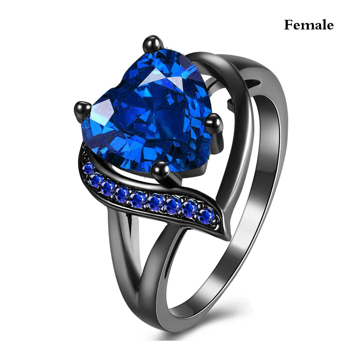 Heart Rhinestone & Celtic Dragon Couple Ring Set | His & Hers Wedding & Anniversary Jewelry