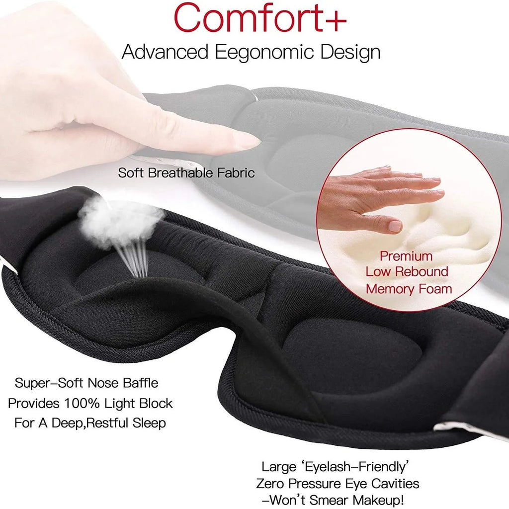 Unisex 3D Contour Sleep Eye Mask – 100% Blackout for Side Sleepers