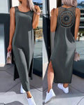 Women's Sleeveless Hollow-Out Slit Midi Dress