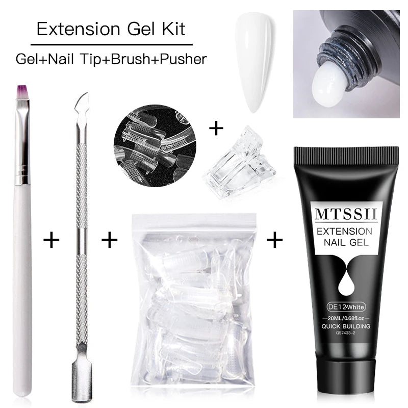 5-Piece Poly Nail Extension Gel Set – 20ml UV/LED Soak Off