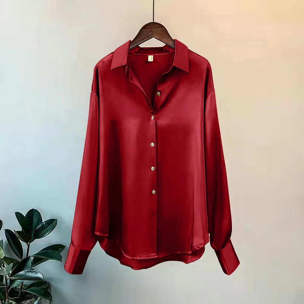Women's Long Sleeve Button Blouse - Casual Office Shirt (S-4XL)