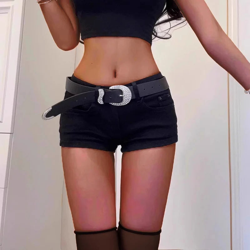 Y2K Black Baggy Denim Shorts