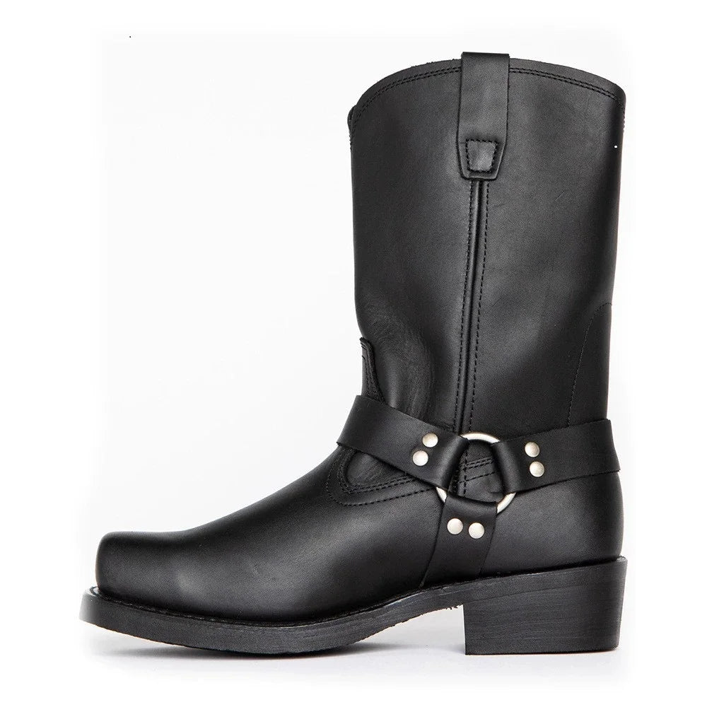 Men's Western Cowboy Boots – 4.5CM Height Boost, Square Toe Slip-On