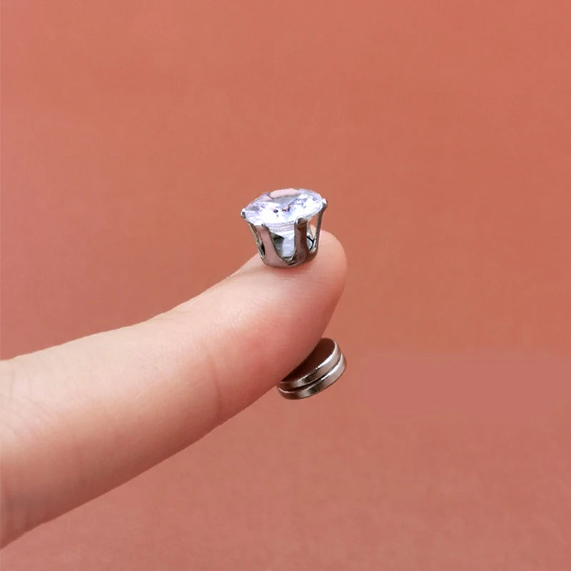 Pendientes Magnéticos de Cristal con Diamantes de Imitación – Sin Perforación, Unisex