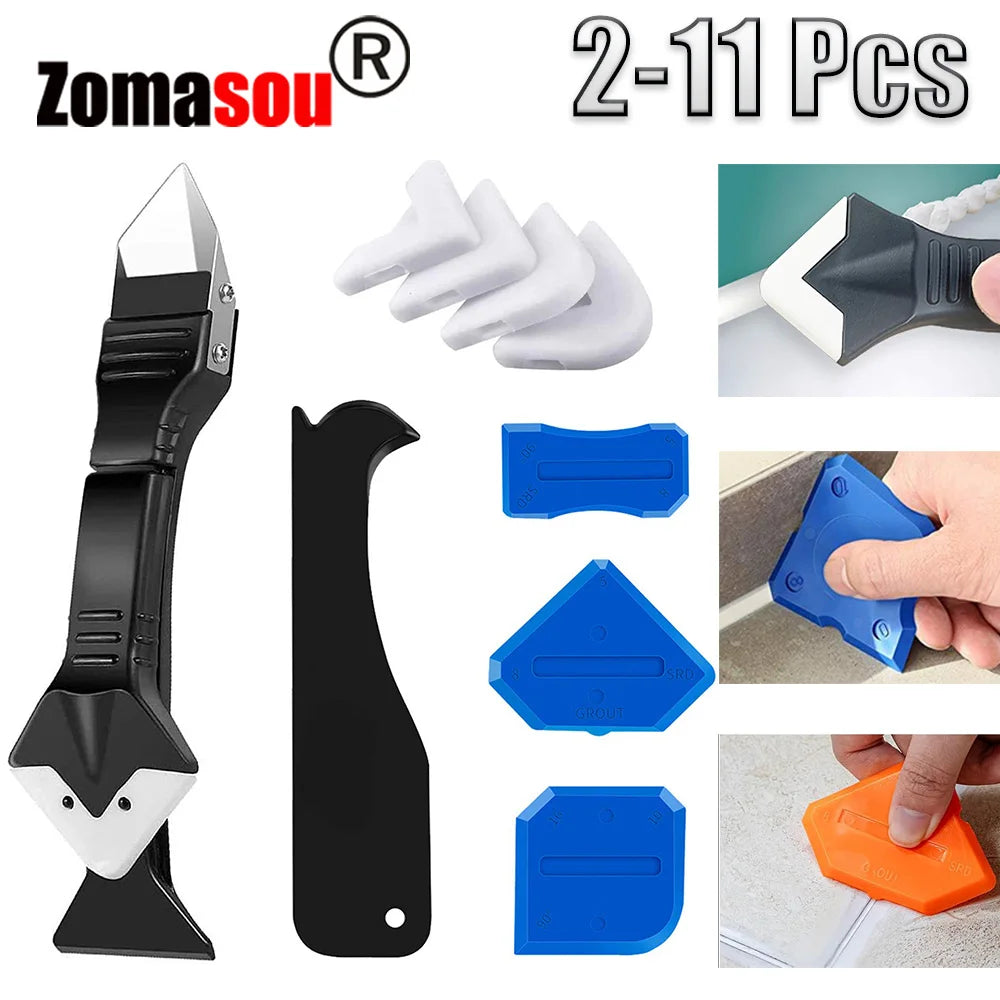 Caulking & Silicone Finishing Tool Kit — Scraper, Smoother & Grout Remover Set