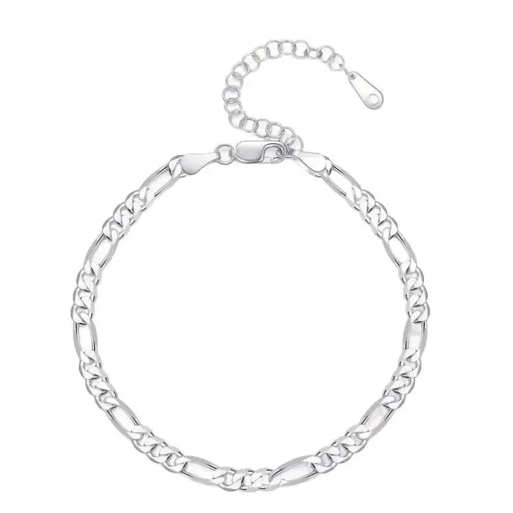925 Sterling Silver Heart Chain Bracelet & Anklet – 4mm, 18+5cm Adjustable