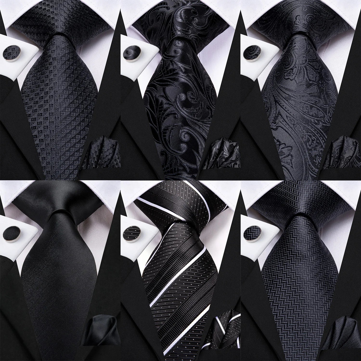 Floral Necktie Set for Men — Tie, Pocket Square & Cufflinks