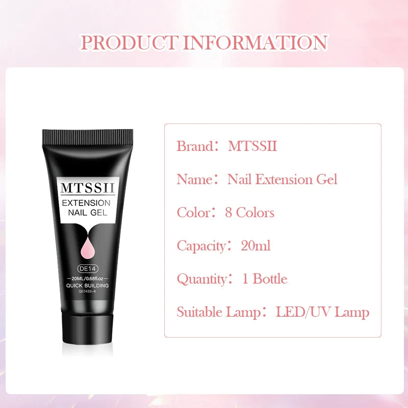 5-Piece Poly Nail Extension Gel Set – 20ml UV/LED Soak Off
