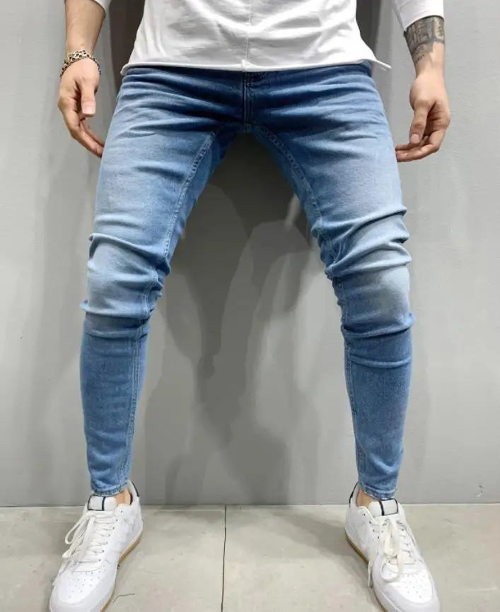 Unisex Solid Stretch Denim Straight-Leg Jeans