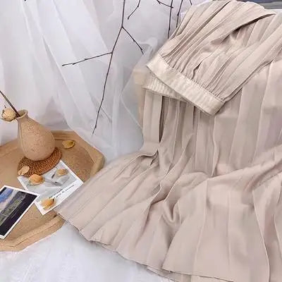 Elegant High-Waist Pleated Midi Skirt