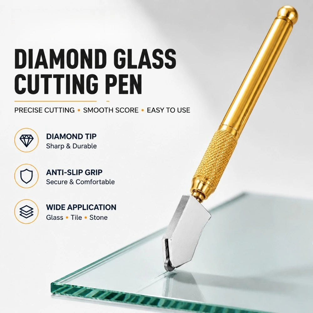 Diamond Wheel Glass Cutter — Carbide Tip, Non-Slip Handle, 5–12mm Cut Range