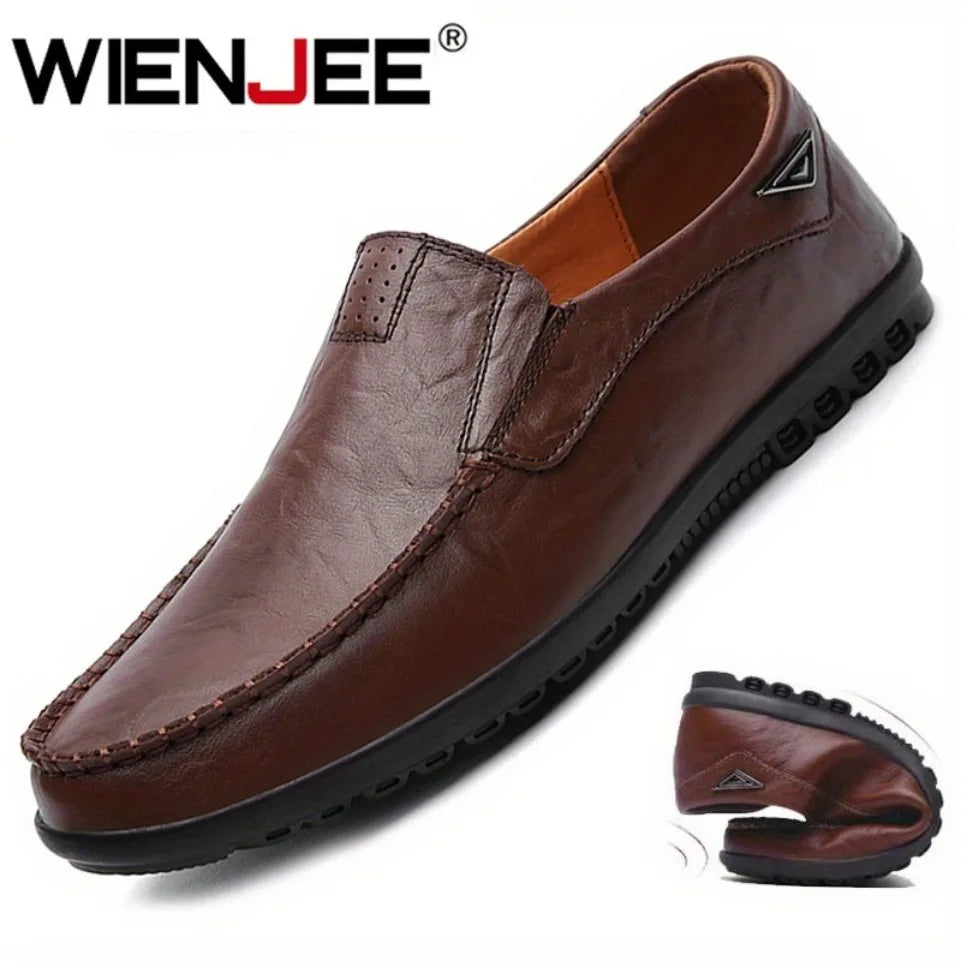 Mocasines de cuero genuino para hombre | Zapatos de conducir sin cordones