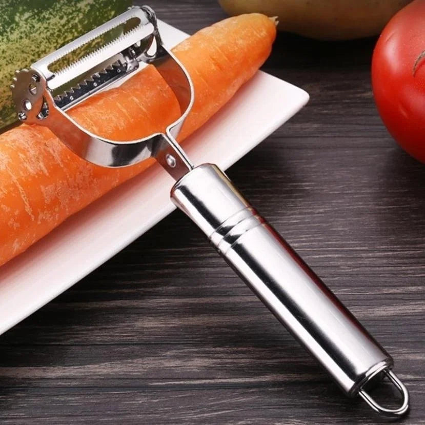 2-in-1 Stainless Steel Julienne Peeler & Grater – Vegetable & Fruit Slicer