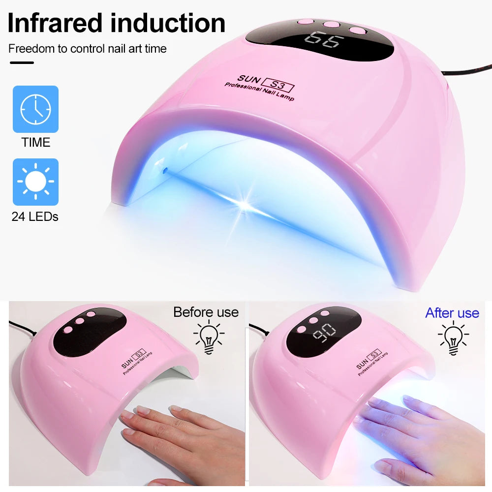 24 LED UV Nail Lamp with LCD Display & Motion Sensing