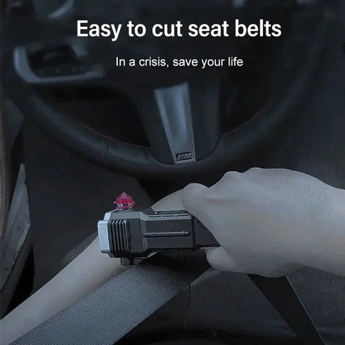 4-in-1 Car Safety Hammer – Window Breaker, Seatbelt Cutter, COB Flashlight & Magnetic Base