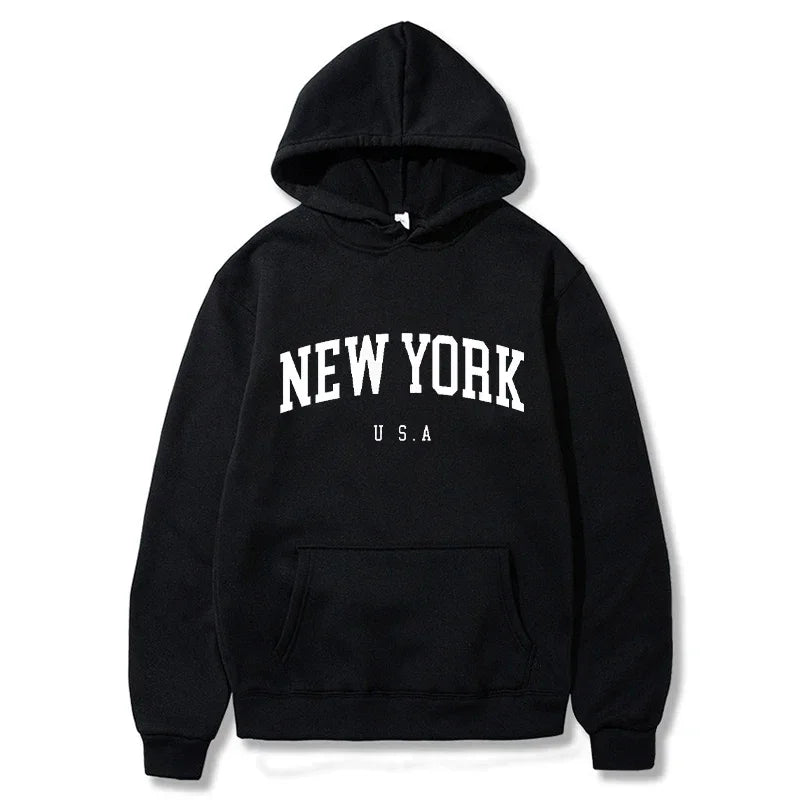 New York City Graphic Hoodie – Unisex Letter Print Pullover Sweatshirt