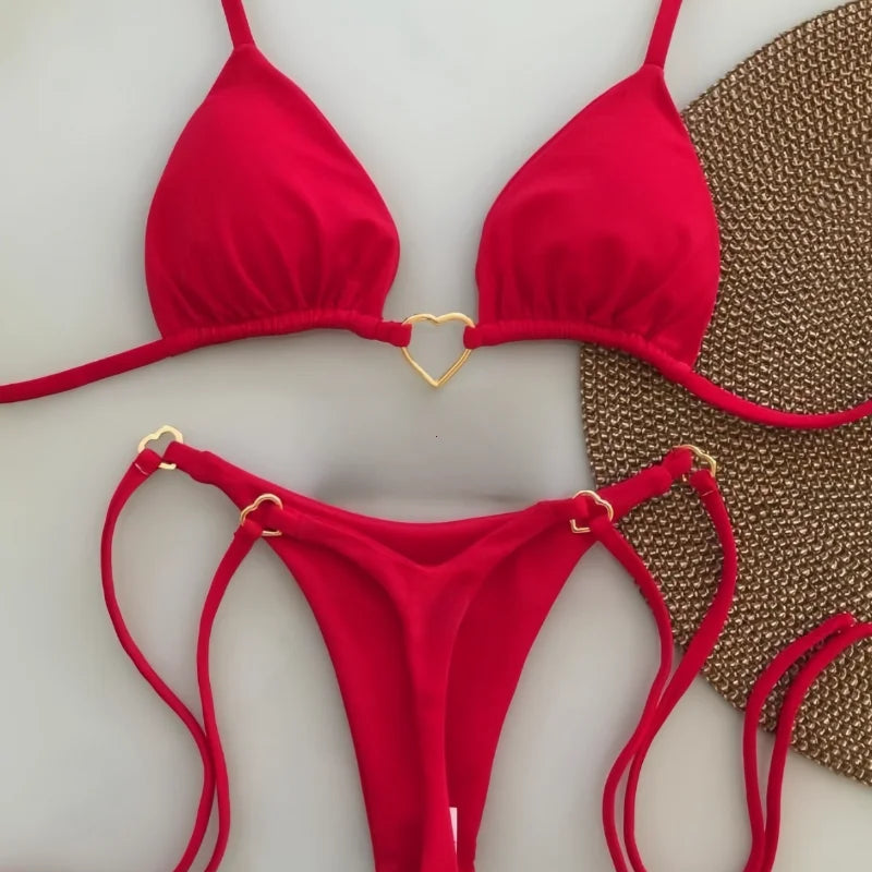 Bikini liso blanco 2025 para mujer, traje de baño de dos piezas con lazo de cintura baja, bañador femenino, купальник