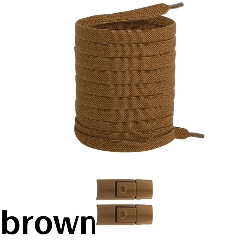 No-Tie Elastic Press-Lock Shoelaces – Flat 8mm, 100cm | Kids & Adults