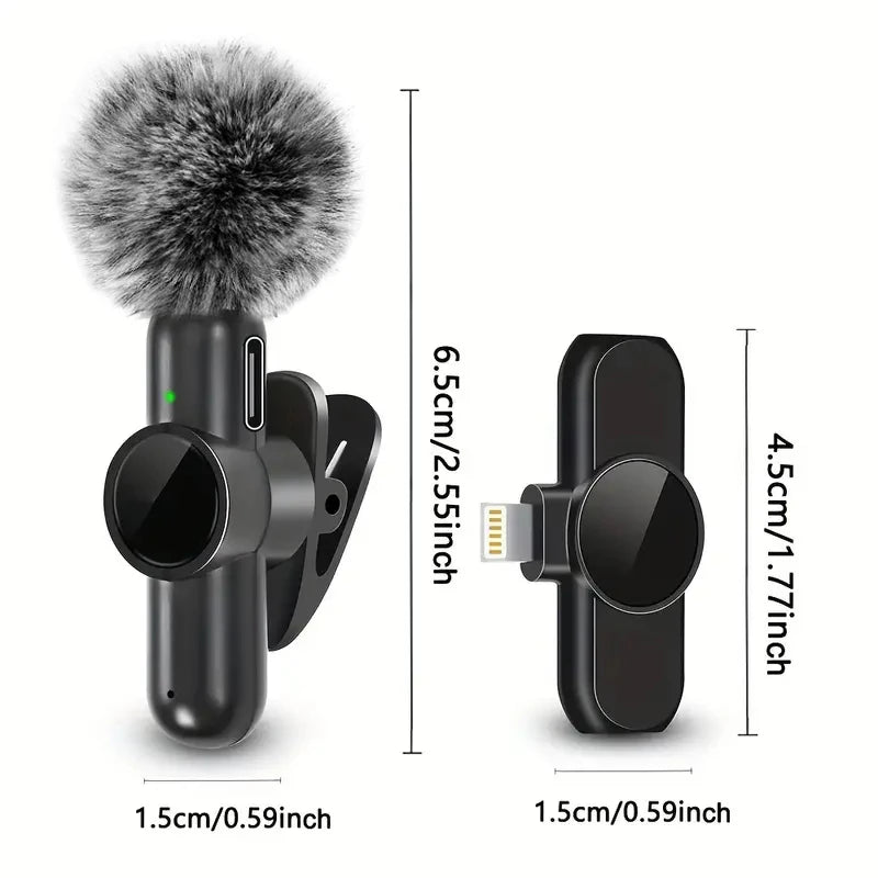 Wireless Lavalier Microphone with Windproof Cover — Clip-On Mic for Phone & Camera