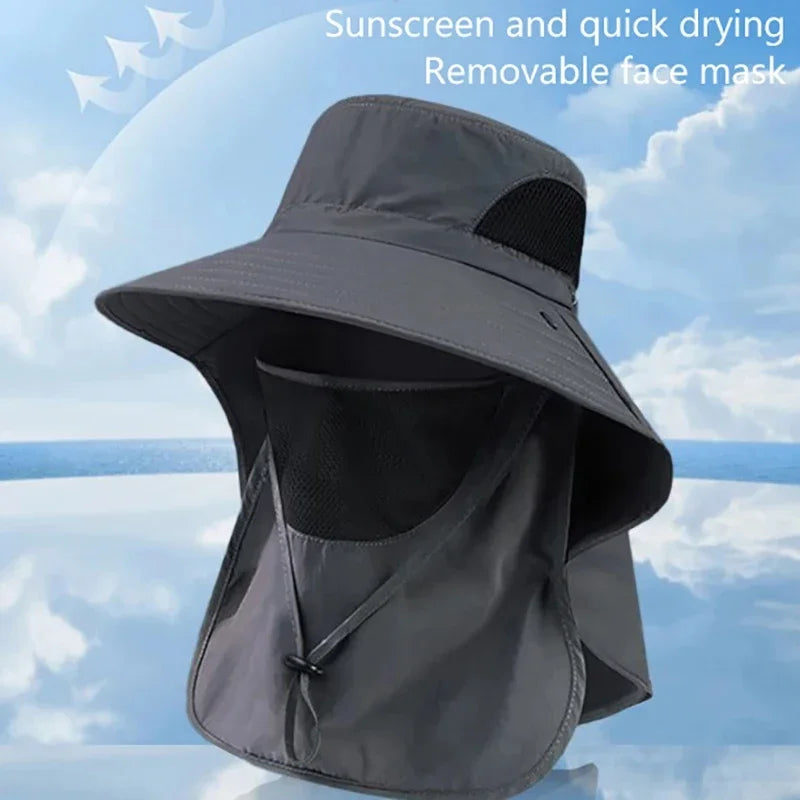 Sombrero de sol de ala ancha para exteriores, transpirable, con protección solar facial completa, gorra antirreforzamiento UV, para pesca, viajes, deportes, parasol, para uso diario al aire libre