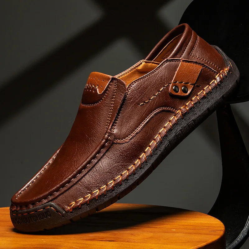 Men's Handmade Leather Loafers | Slip-On Casual Walking Shoes