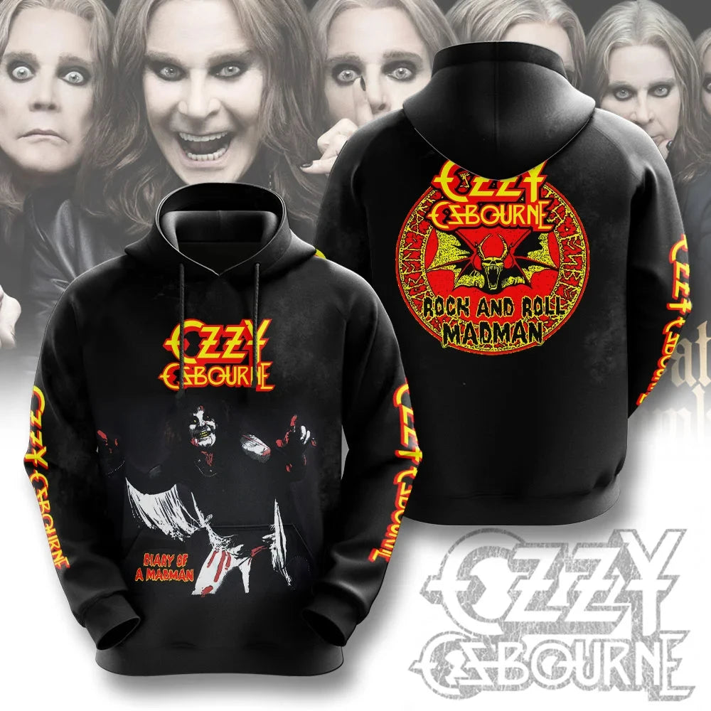Ozzy Osbourne 3D Print Unisex Oversized Hoodie – Rock Band Fan Sweatshirt