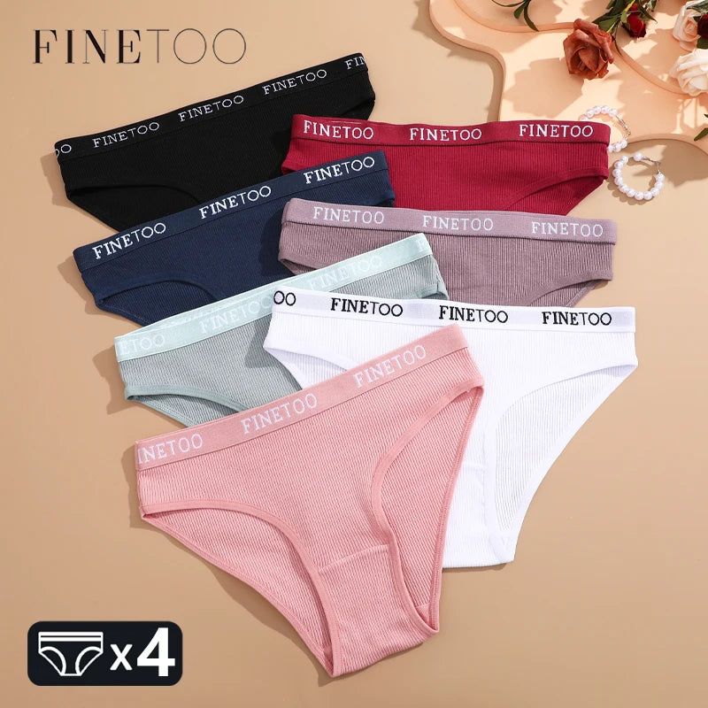 Pack de 4 Bragas de Algodón a Rayas para Mujer | Ropa Interior Transpirable de Tiro Bajo M-XXL