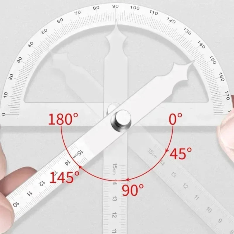 Stainless Steel Protractor & Angle Finder — Multi-Angle Measuring Ruler