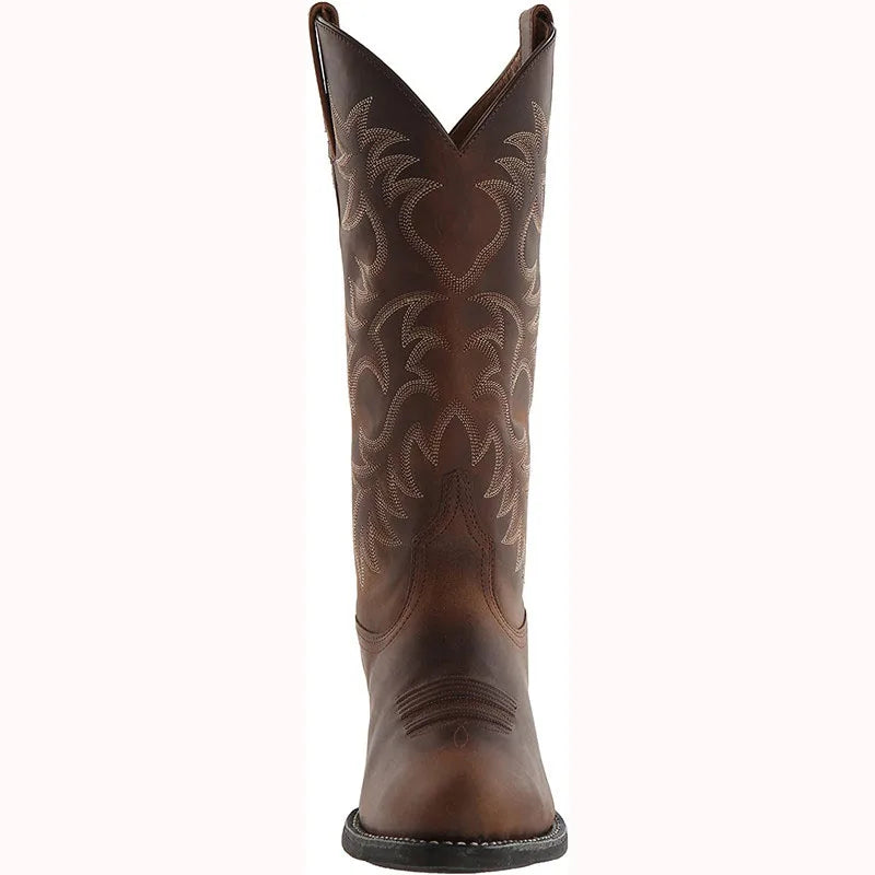 Men's Western Motorcycle Boots – Totem Print Mid-Calf Slip-On