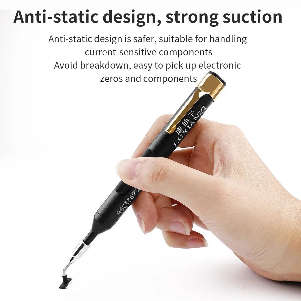 LUXIANZI Vacuum Suction Pen Kit — IC & SMD Component Pick-Up Tool with 3 Suckers