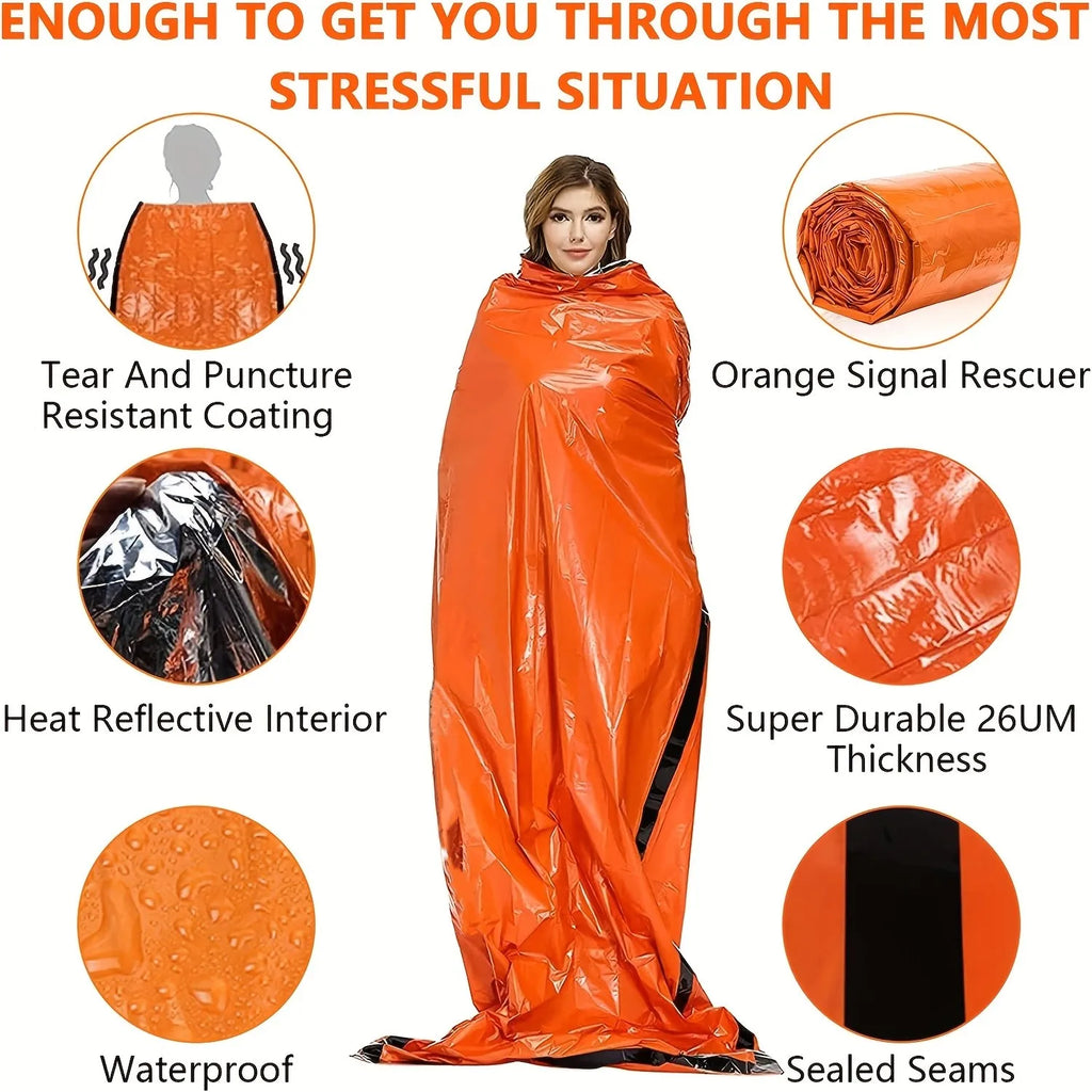 Mylar Emergency Sleeping Bag – Waterproof Survival Bivy Sack, Retains 90% Body Heat