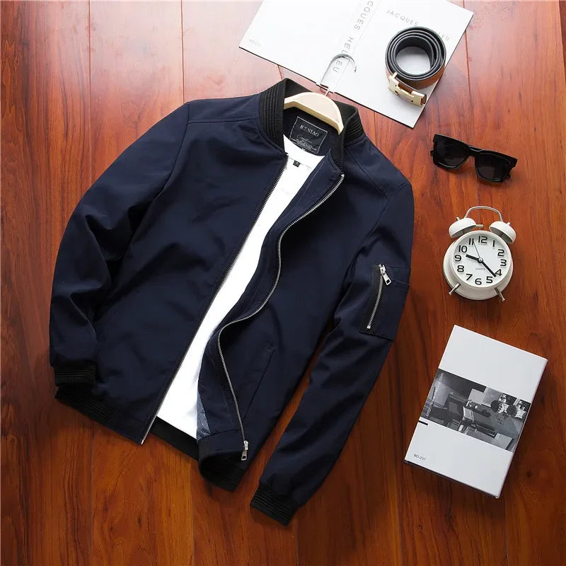 Slim-Fit Zip-Up Bomber Jacket