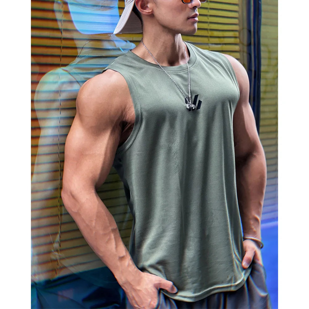 Men's Mesh Gym Vest – Sleeveless Tank Top for Training & Sports