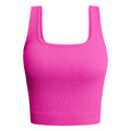 Camiseta sin mangas acanalada de cuello cuadrado para mujer | Camisola corta elástica sin mangas S-L