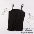 Women's Y2K Spaghetti Strap Cami Top | Built-In Bra Bodycon Sleeveless Crop Top One Size